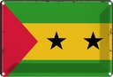 Blechschild 20x30 cm São Tomé und Príncipe Flagge Fahne Wappen