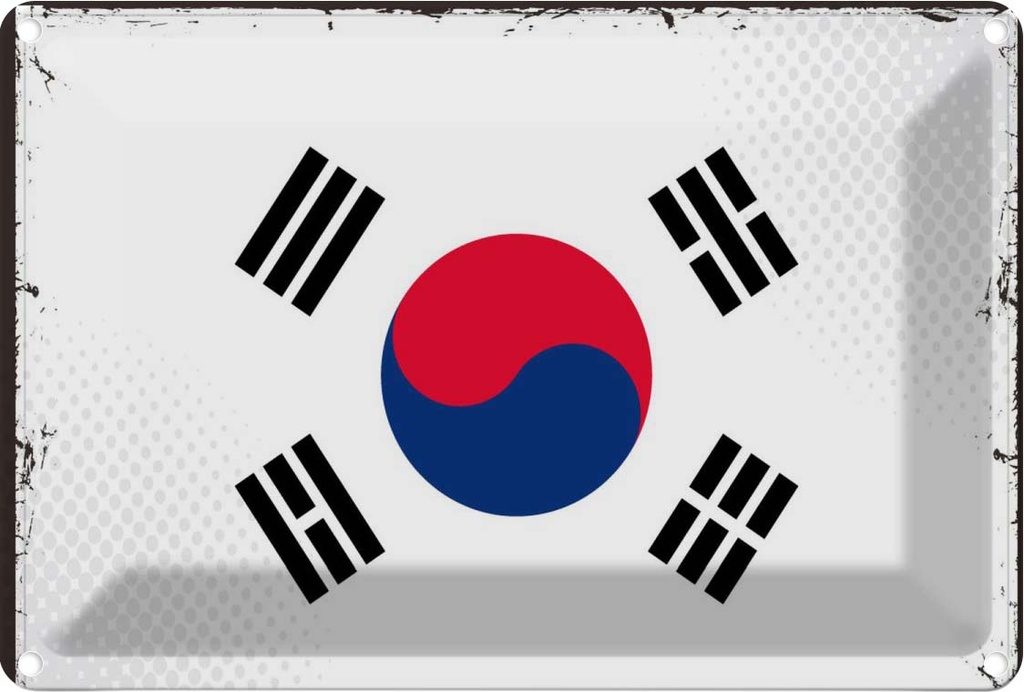 Blechschild 20x30 cm Südkoreas South Korea Flagge Fahne Wappen
