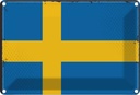 Blechschild 20x30 cm Schwedens Sweden Flagge Fahne Wappen