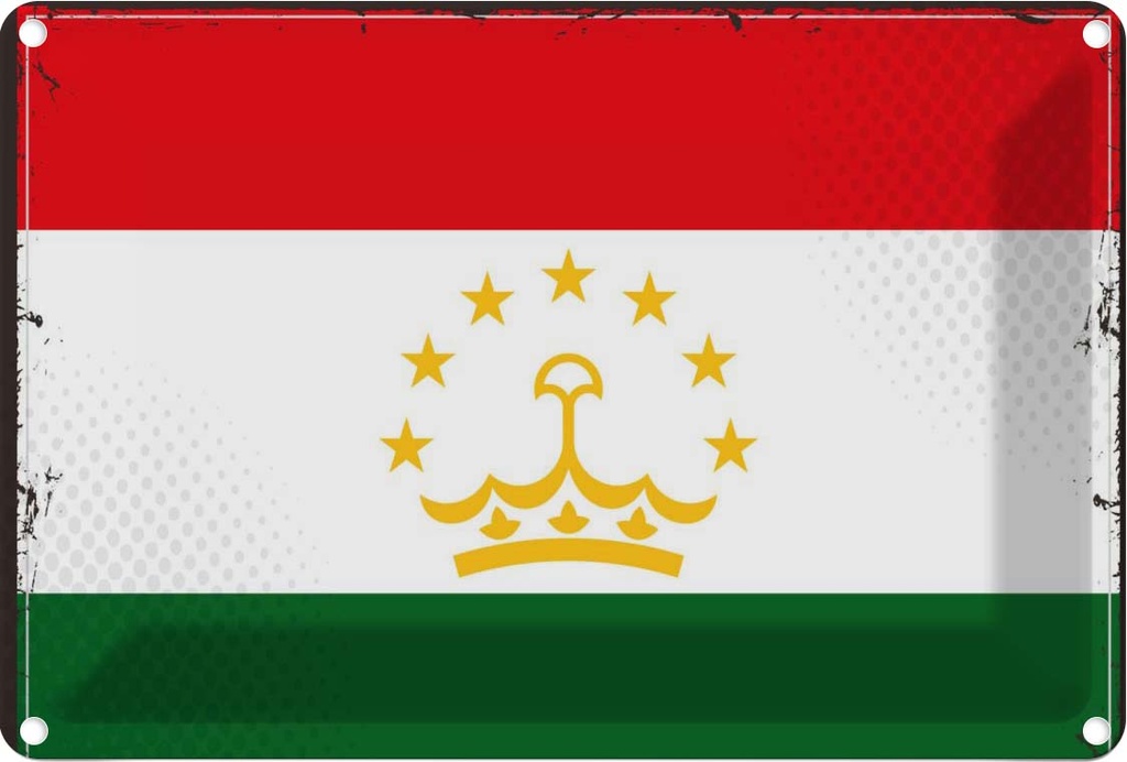 Blechschild 20x30 cm Tadschikistan Tajikistan Flagge Fahne Wappen