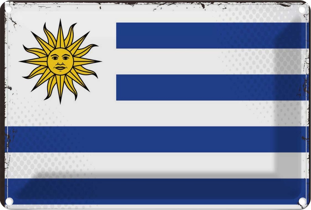 Blechschild 20x30 cm Uruguays Uruguay Flagge Fahne Wappen