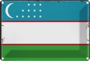 Blechschild 20x30 cm Usbekistans Uzbekistan Flagge Fahne Wappen