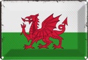 Blechschild 20x30 cm Wales Flagge Geburtstag Feiern Party Fahne Wappen