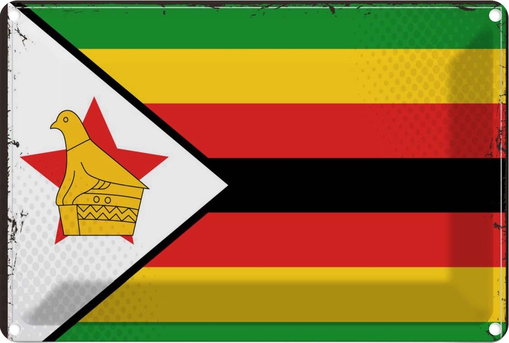 Blechschild 20x30 cm Simbabwes Zimbabwe Flagge Fahne Wappen