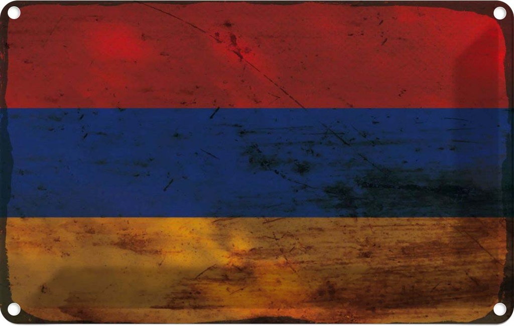 Blechschild 20x30 cm Armenien Armenia Rost Flagge Fahne Wappen