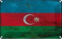 Blechschild 20x30 cm Aserbaidschan Azerbaijan Rost Flagge Fahne Wappen