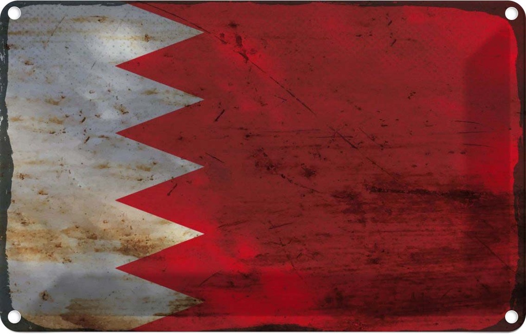 Blechschild 20x30 cm Bahrain Rost Flagge Fahne Wappen