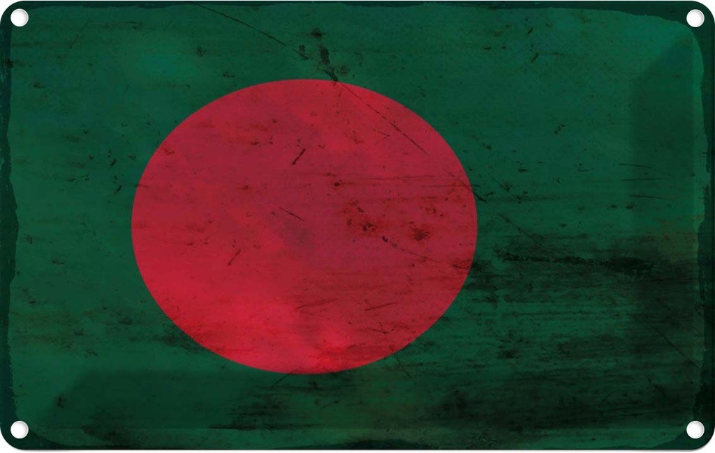 Blechschild 20x30 cm Bangladesch Bangladesh Rost Flagge Fahne Wappen
