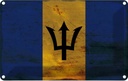 Blechschild 20x30 cm Barbados Rost Flagge Fahne Wappen