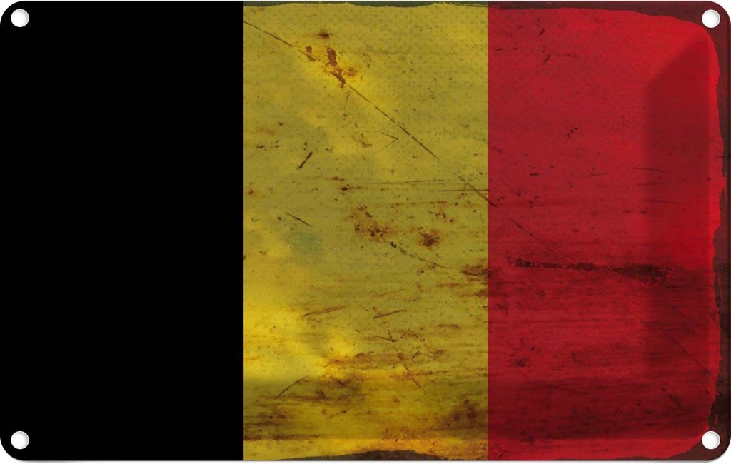 Blechschild 20x30 cm Belgien Belgium Rost Flagge Fahne Wappen