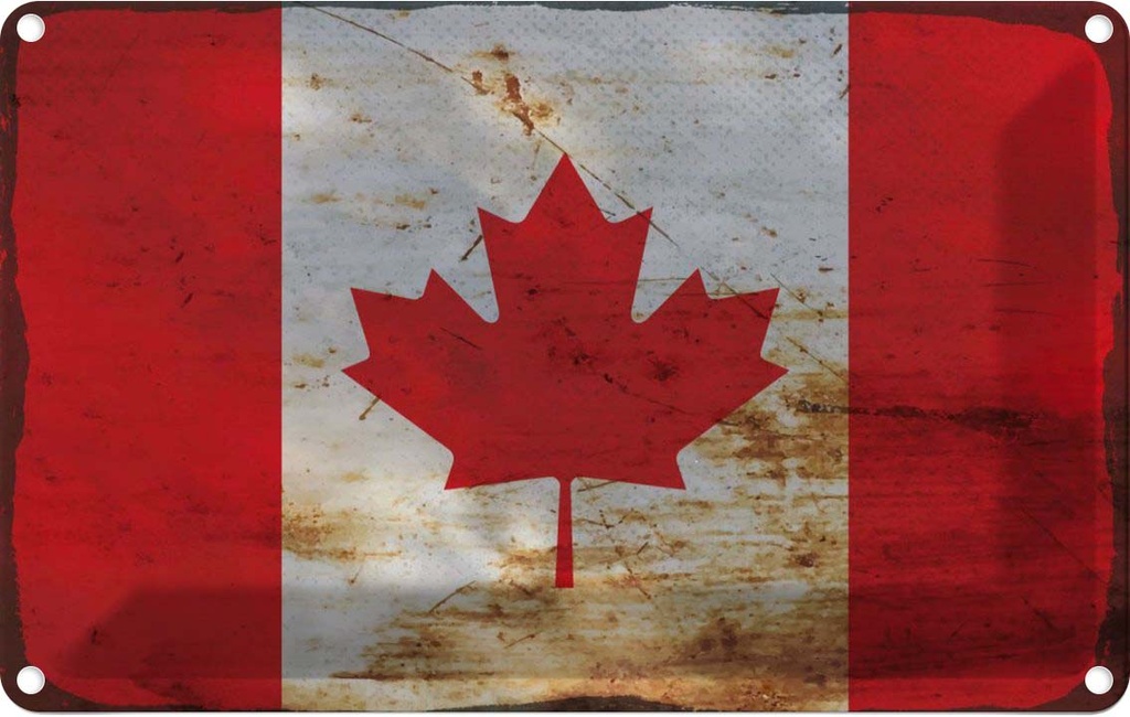 Blechschild 20x30 cm Kanada Canada Rost Flagge Fahne Wappen