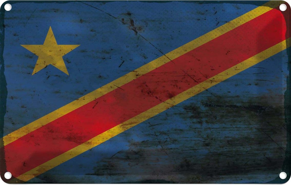 Blechschild 20x30 cm DR Kongo democratic Congo Rost Flagge Fahne Wappen