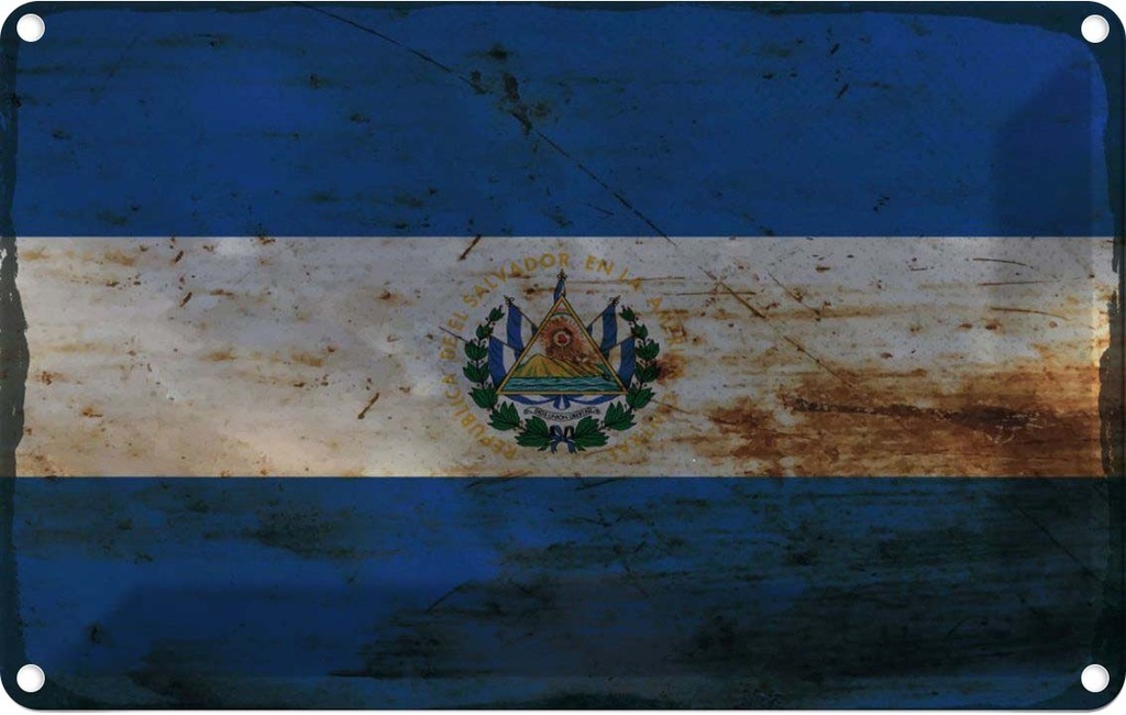 Blechschild 20x30 cm El Salvador Wappen Rost Geburtstag Feiern Party Flagge Fahne