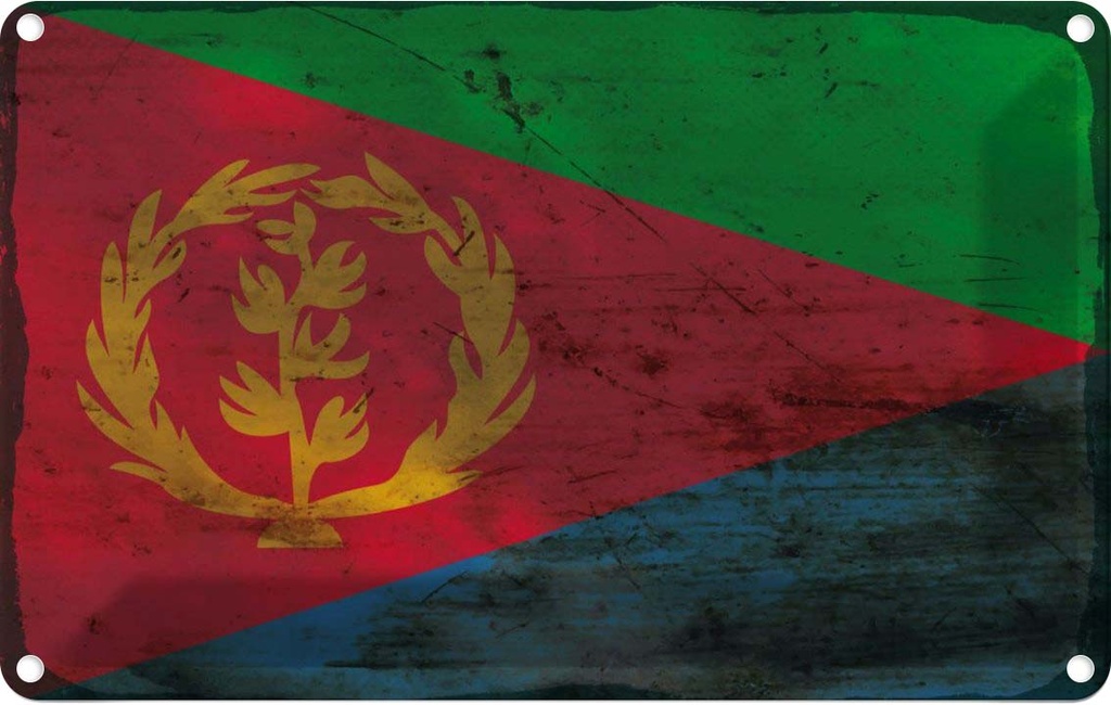Blechschild 20x30 cm Eritrea Rost Flagge Fahne Wappen