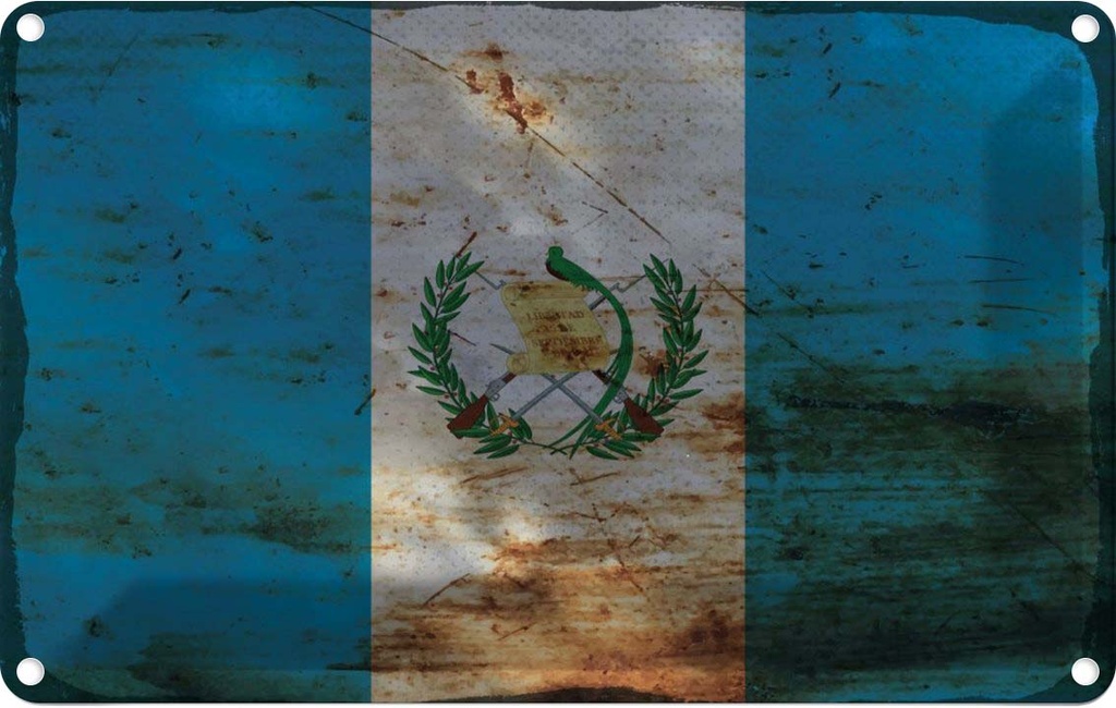Blechschild 20x30 cm Guatemala Rost Flagge Fahne Wappen