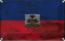 Blechschild 20x30 cm Haiti Rost Flagge Fahne Wappen