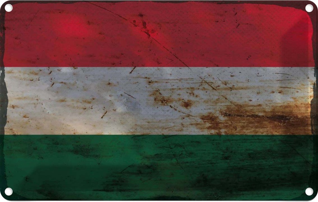 Blechschild 20x30 cm Ungarn Hungary Rost Flagge Fahne Wappen