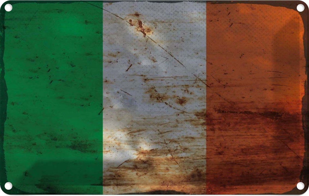 Blechschild 20x30 cm Irland Ireland Rost Flagge Fahne Wappen