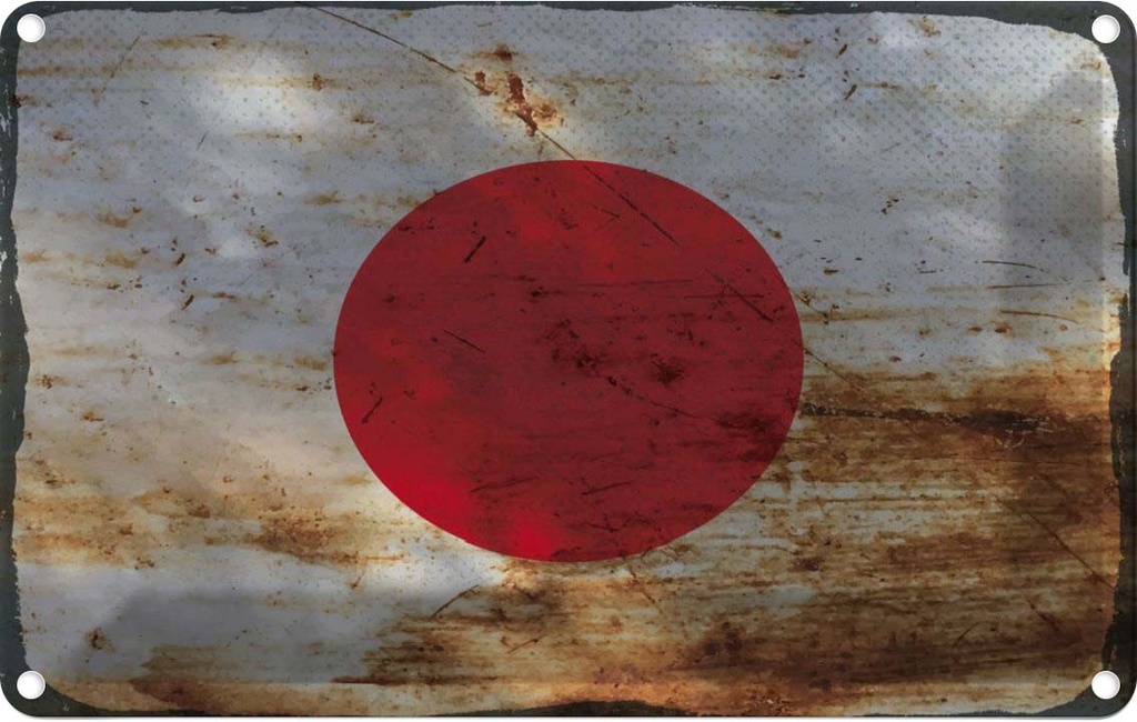 Blechschild 20x30 cm Japan Rost Flagge Fahne Wappen