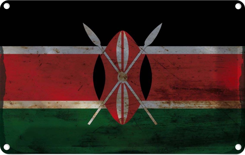 Blechschild 20x30 cm Kenia Kenya Rost Flagge Geburtstag Feiern Party Fahne Wappen