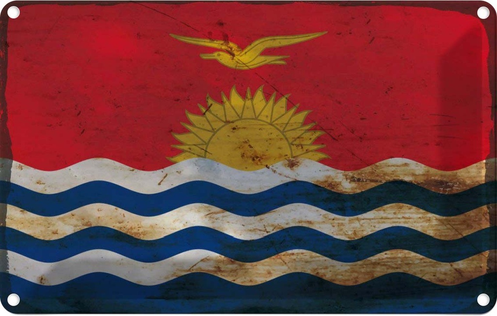 Blechschild 20x30 cm Kiribati Rost Flagge Fahne Wappen
