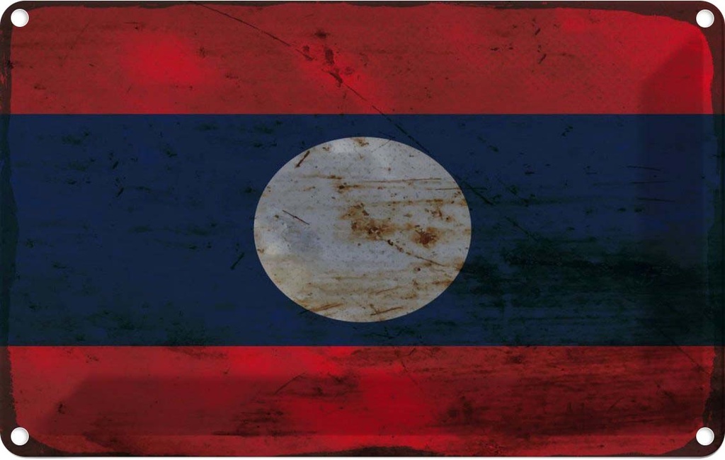Blechschild 20x30 cm Laos Rost Flagge Fahne Wappen