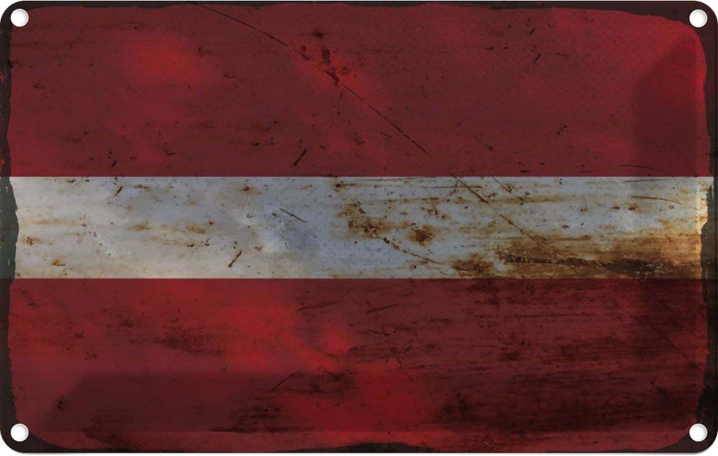 Blechschild 20x30 cm Lettland Latvia Rost Flagge Fahne Wappen