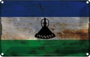 Blechschild 20x30 cm Lesotho Rost Flagge Fahne Wappen