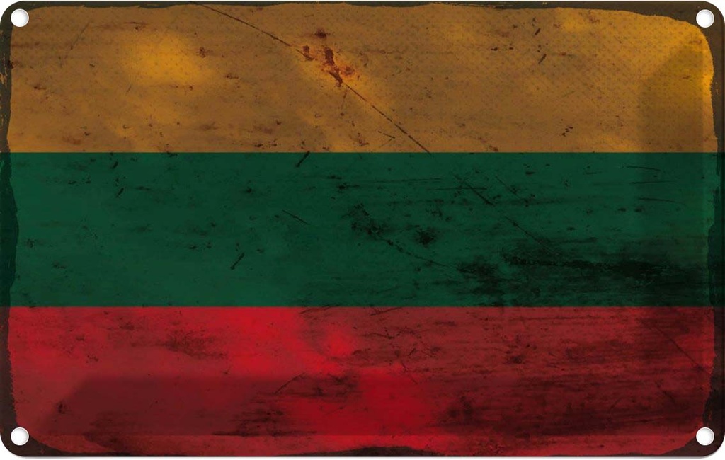 Blechschild 20x30 cm Litauen Lithuania Rost Flagge Fahne Wappen
