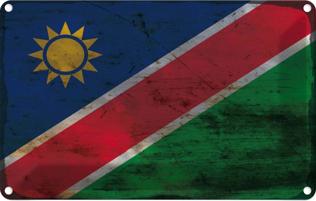 Blechschild 20x30 cm Namibia Rost Flagge Fahne Wappen