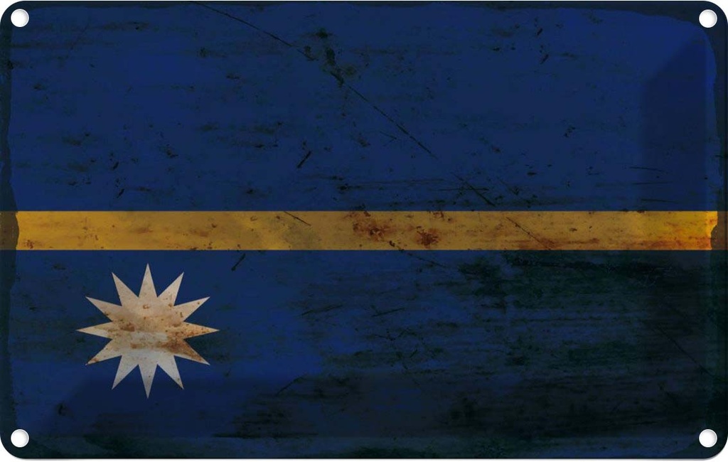Blechschild 20x30 cm Nauru Rost Flagge Fahne Wappen