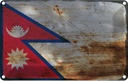 Blechschild 20x30 cm Nepal Rost Flagge Fahne Wappen
