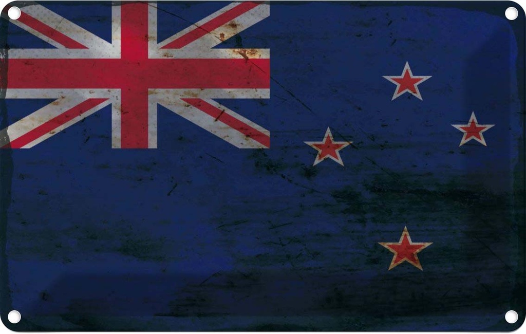 Blechschild 20x30 cm Neuseeland New Zealand Rost Flagge Fahne Wappen