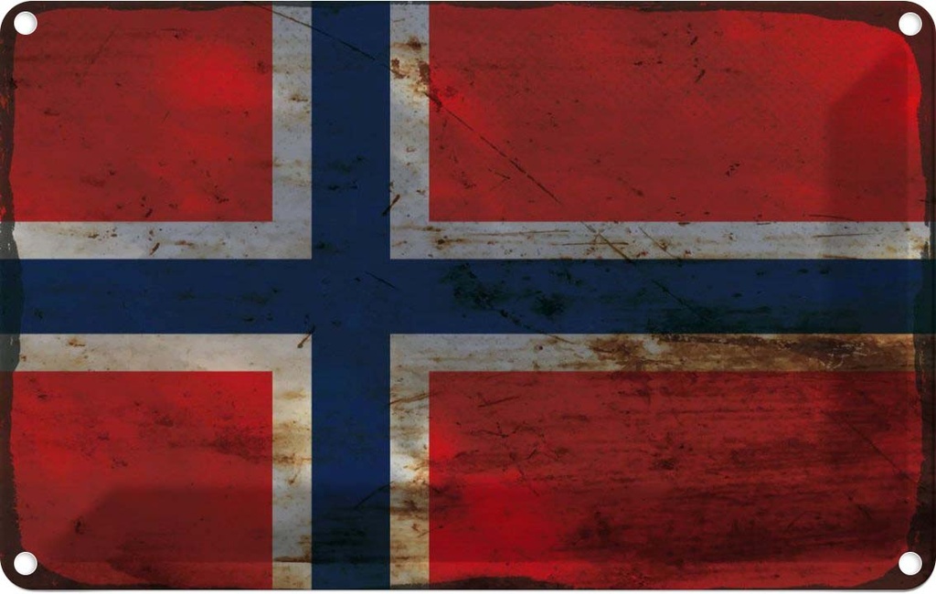 Blechschild 20x30 cm Norwegen Norway Rost Flagge Fahne Wappen