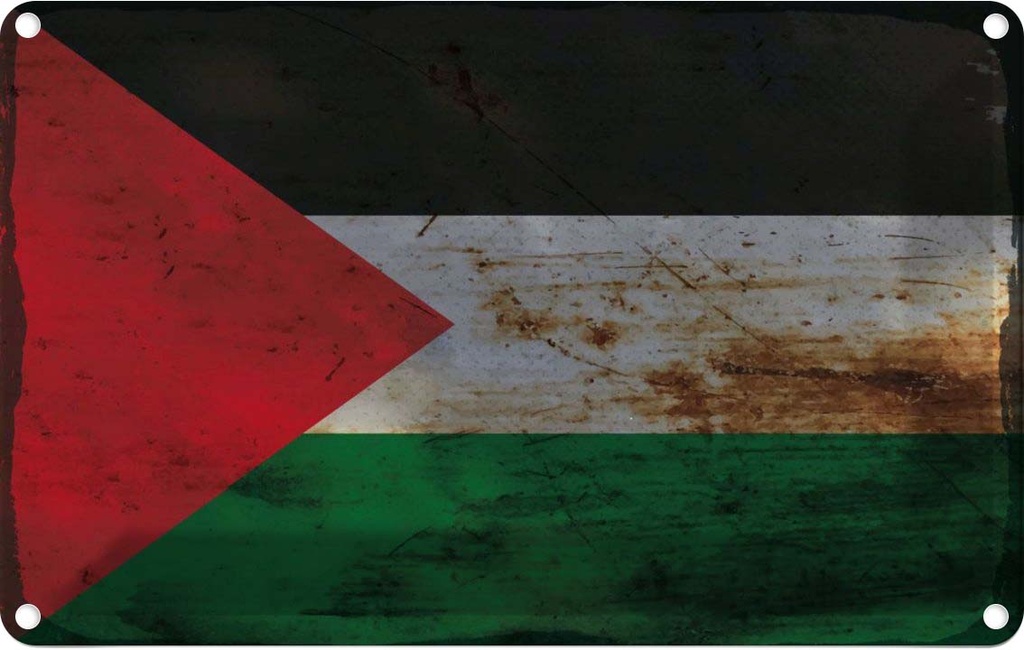 Blechschild 20x30 cm Palästina Palestine Rost Flagge Fahne Wappen