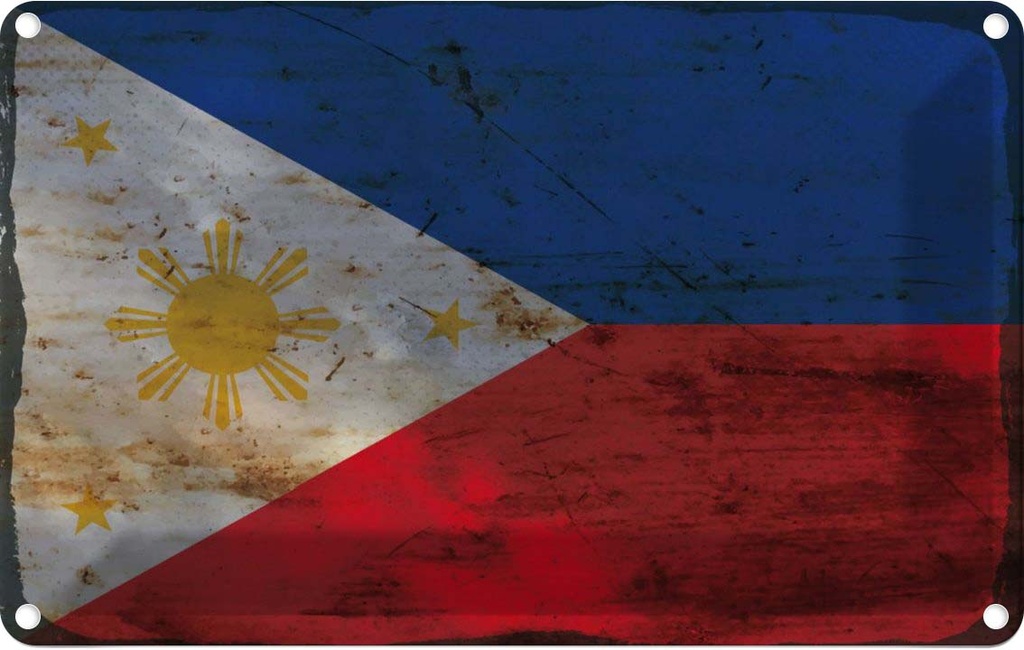 Blechschild 20x30 cm Philippinen Philippines Rost Flagge Fahne Wappen