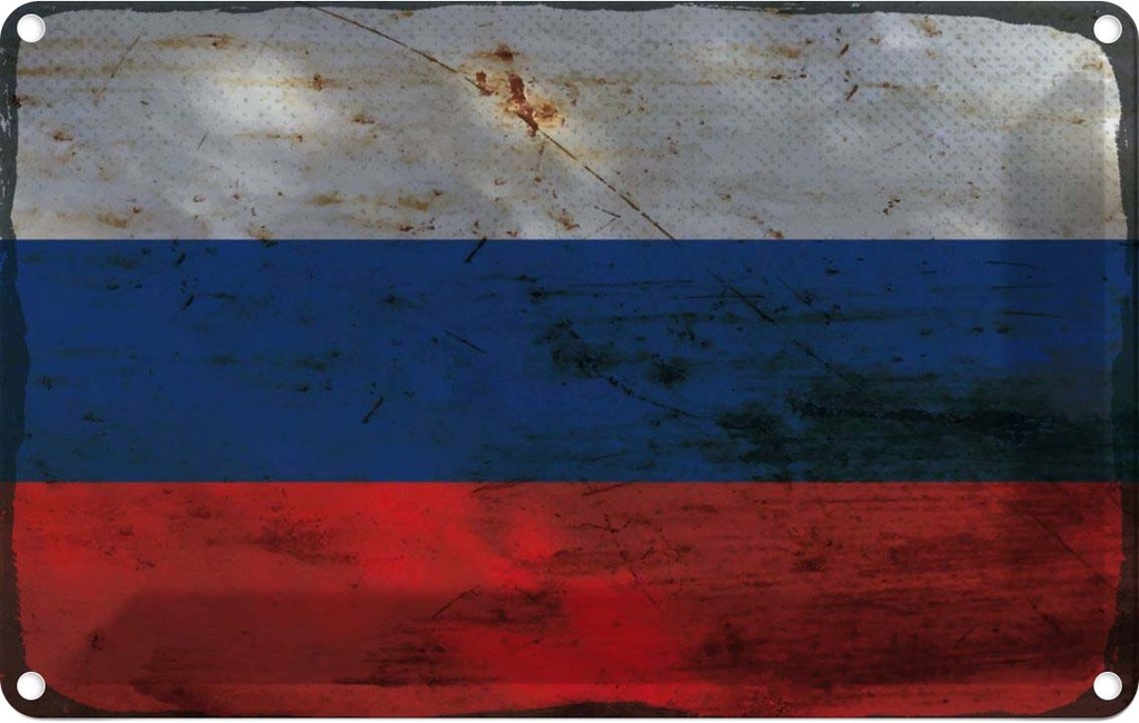 Blechschild 20x30 cm Russland Russia Rost Flagge Fahne Wappen