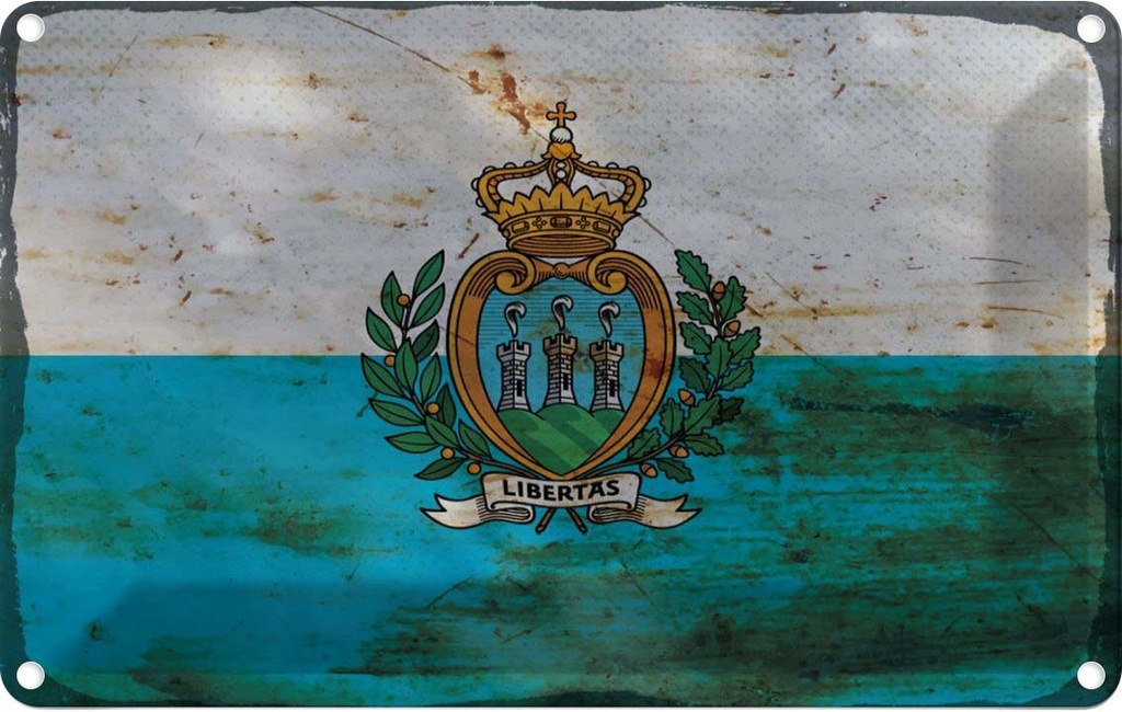 Blechschild 20x30 cm San Marino Rost Flagge Fahne Wappen
