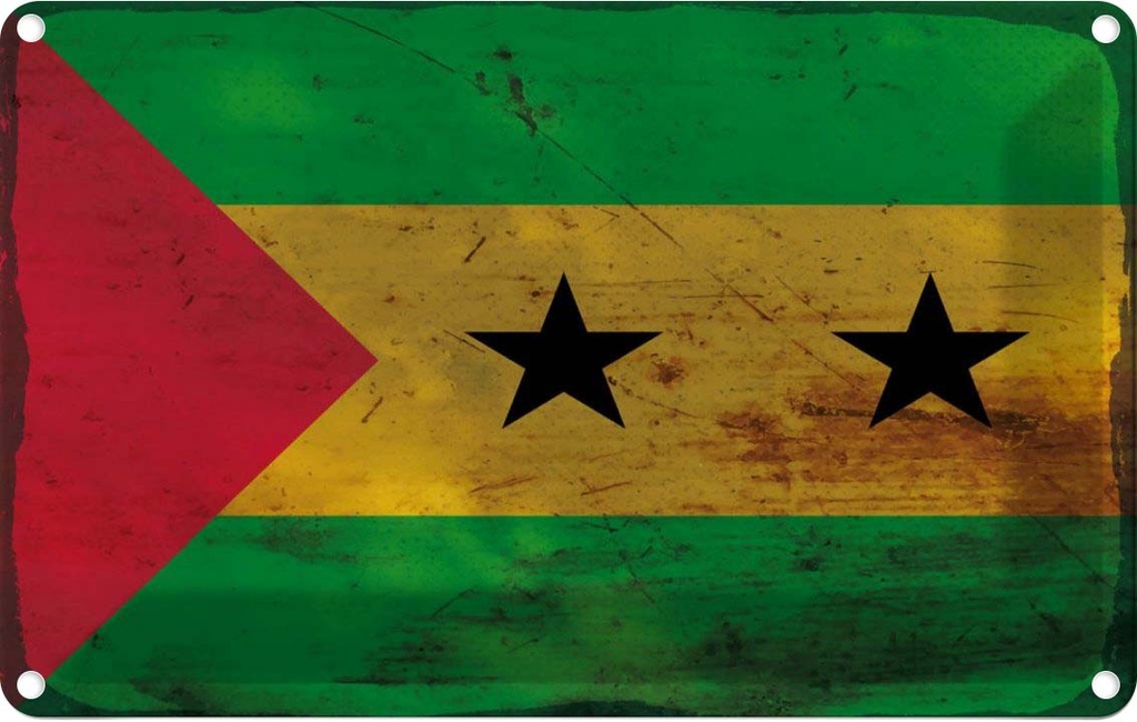 Blechschild 20x30 cm São Tomé und Príncipe Rost Flagge Fahne Wappen