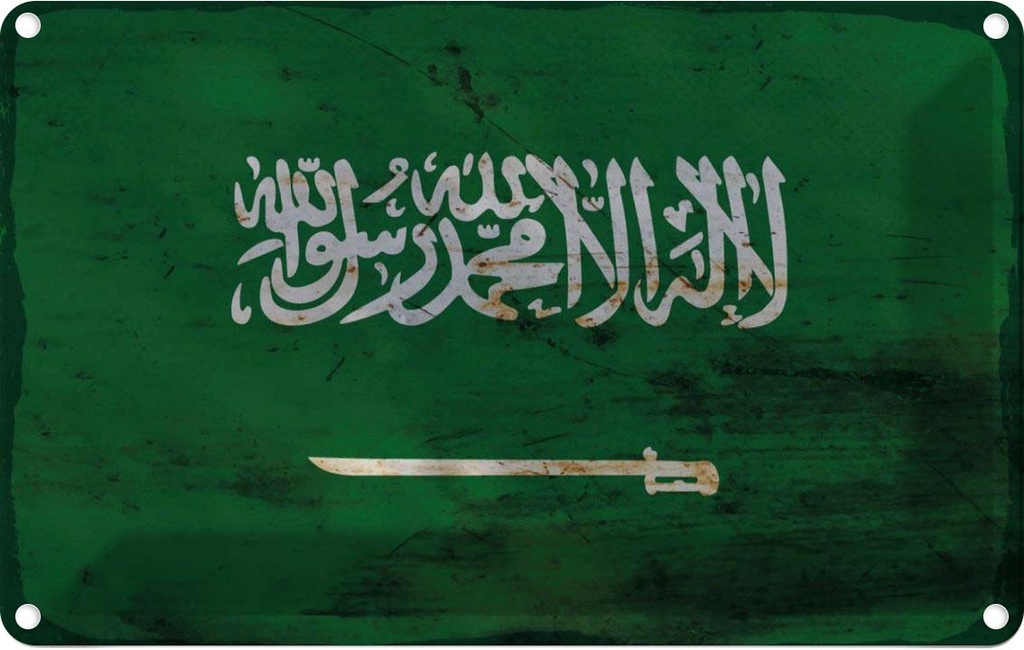 Blechschild 20x30 cm Saudi-Arabien Saudi Arabia Rost Flagge Fahne Wappen