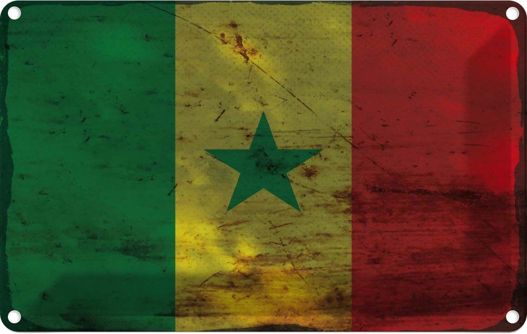 Blechschild 20x30 cm Senegal Rost Flagge Fahne Wappen
