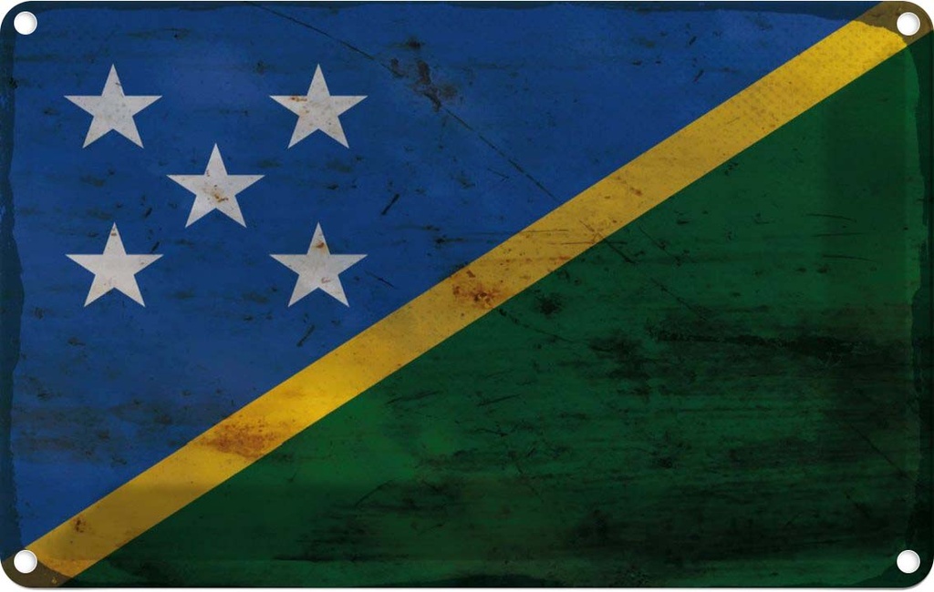 Blechschild 20x30 cm Salomonen Solomon Islands Rost Flagge Fahne Wappen