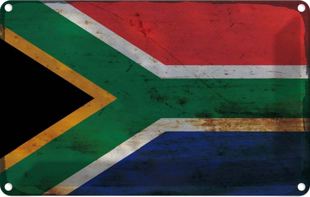 Blechschild 20x30 cm Südafrika South Africa Rost Flagge Fahne Wappen