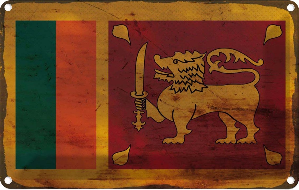 Blechschild 20x30 cm Sri Lanka Rost Flagge Fahne Wappen