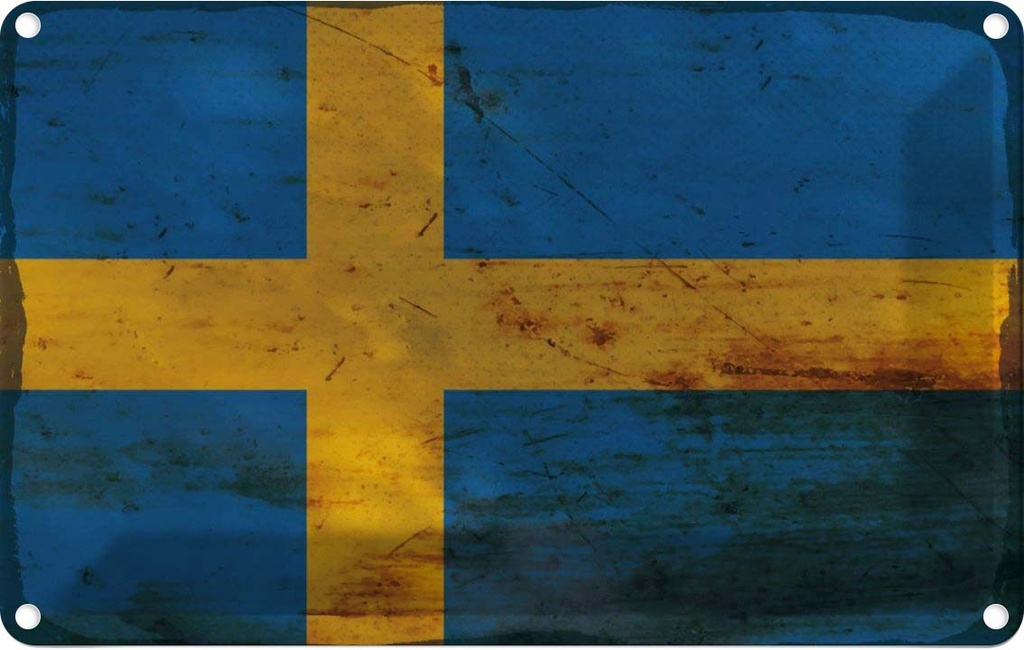Blechschild 20x30 cm Schweden Sweden Rost Flagge Fahne Wappen