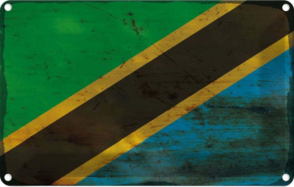 Blechschild 20x30 cm Tansania Tanzania Rost Flagge Fahne Wappen