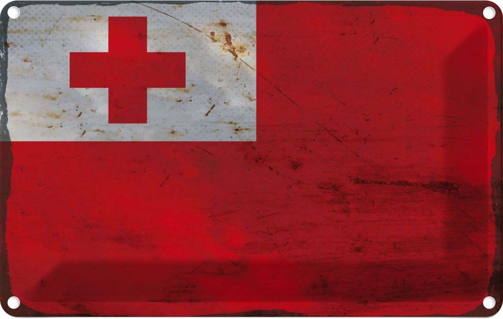Blechschild 20x30 cm Tonga Rost Flagge Fahne Wappen