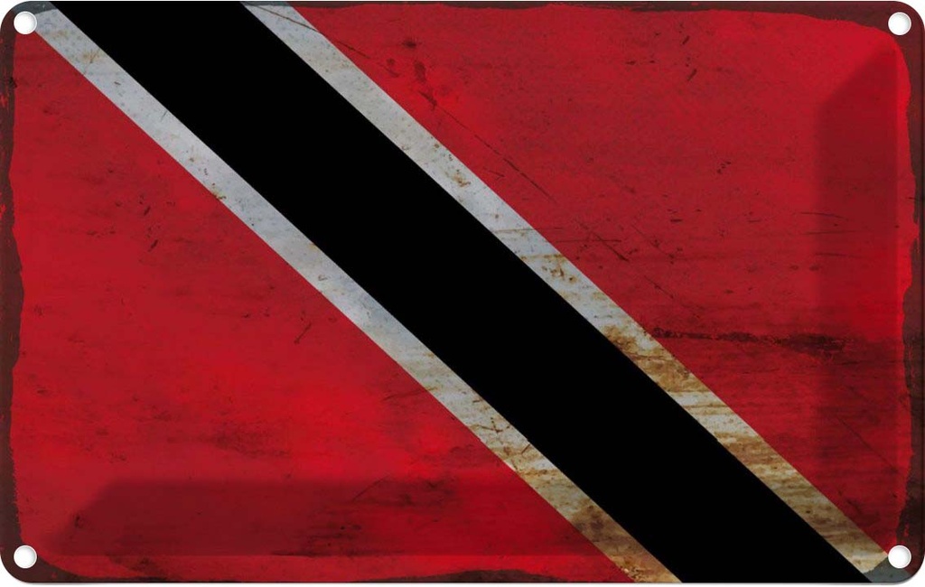 Blechschild 20x30 cm Trinidad und Tobago Rost Flagge Fahne Wappen