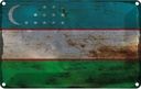 Blechschild 20x30 cm Usbekistan Uzbekistan Rost Flagge Fahne Wappen