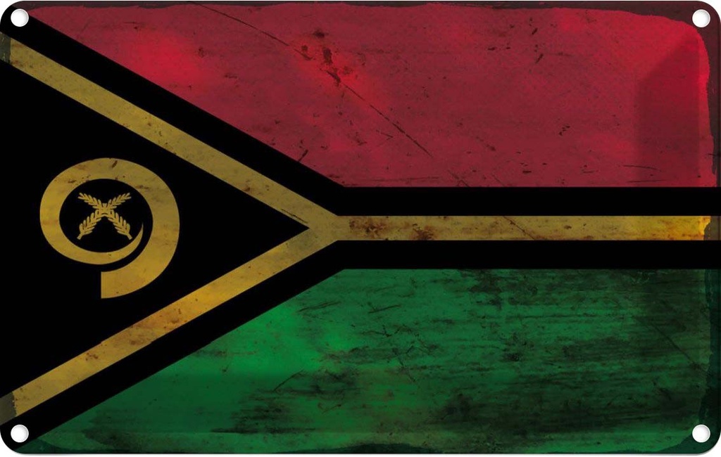 Blechschild 20x30 cm Vanuatu Rost Flagge Fahne Wappen